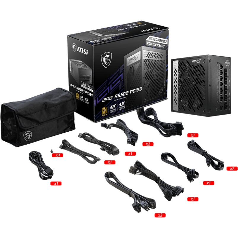 Alimentation électrique 850W MSI MPG A850G PCIE5 - 306-7ZP7B11-CE0 - photo 4