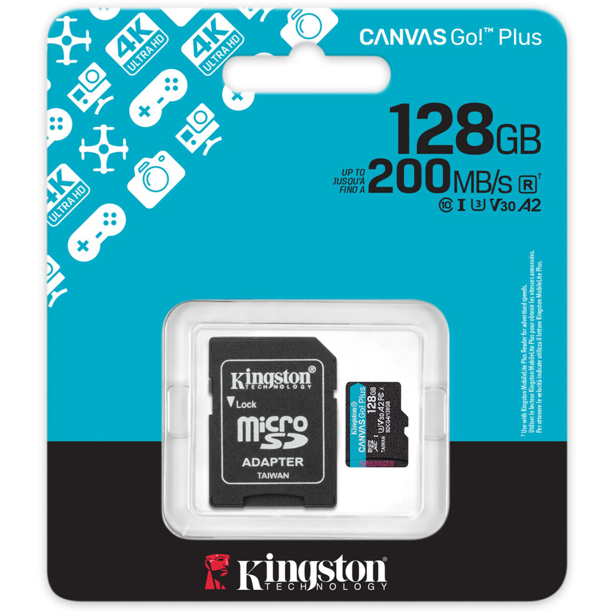 Carte mémoire 128GB MicroSD Kingston Canvas Go! Plus + SD adapter (SDCG4/128GB) - photo 3