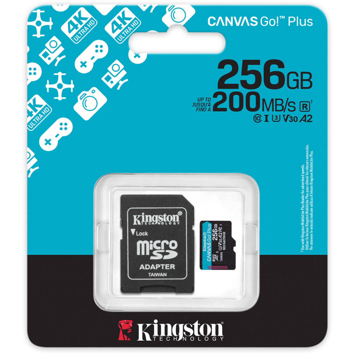 Carte mémoire 256GB MicroSD Kingston Canvas Go! Plus + SD adapter (SDCG4/256GB) - photo 3