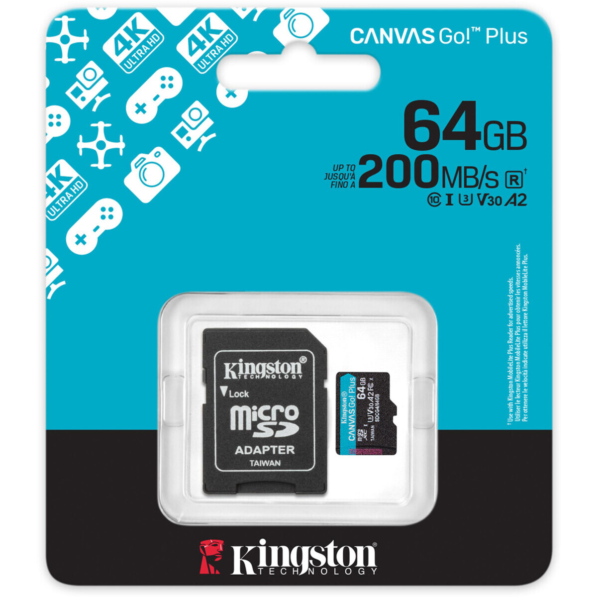 carte mémoire 64GB MicroSD Kingston Canvas Go! Plus + SD adapter (SDCG4/64GB) - photo 3