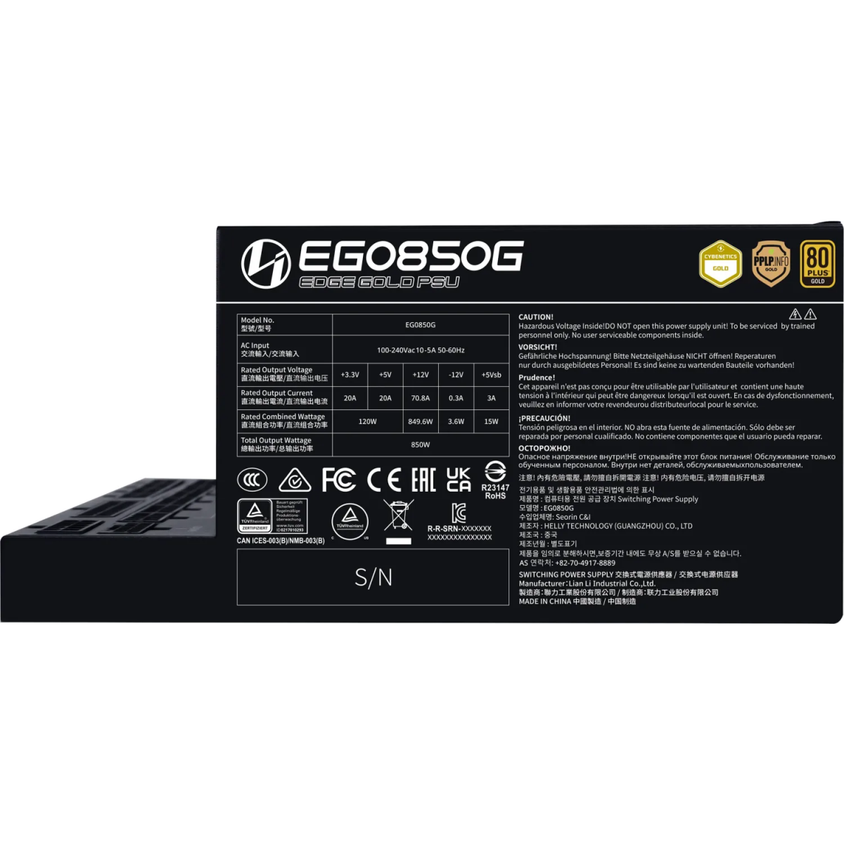 Alimentation électrique 850W Lian Li EDGE850G Black - G9P.EG0850G.B000.EU - photo 4