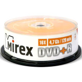 Disks DVD+R Mirex 4.7Gb 16x Cake Box (25pcs) (202509)