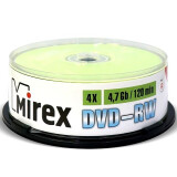 Disks DVD-RW Mirex 4.7Gb 4x Cake Box (25pcs) (202530)