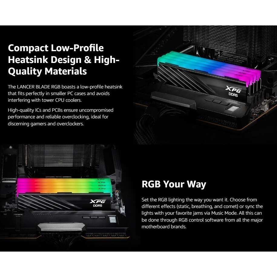 Mémoire vive 16GB DDR5 6000MHz ADATA XPG Lancer Blade RGB Black (AX5U6000C3016G-SLABRBK) - photo 3