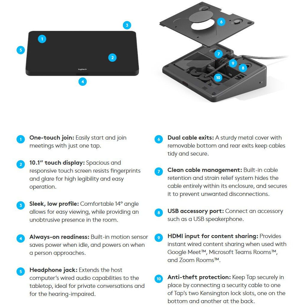 Panneau de configuration pour la gestion de la boutique en ligne Logitech Tap (939-001950) - photo 2