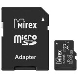 Atmiņas kartes 64Gb MicroSD Mirex + SD adapter (13613-AD10SD64)