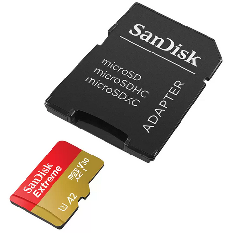 Carte mémoire 256GB MicroSD SanDisk Extreme + SD adapter (SDSQXAV-256G-GN6MA)