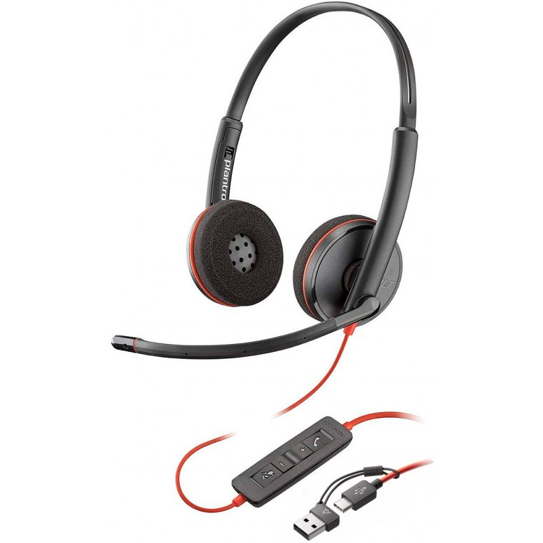 Casque Plantronics (Poly) Blackwire 3220 Stereo USB-C Headset +USB-C/A Adapter (Bulk) - 8X228A6