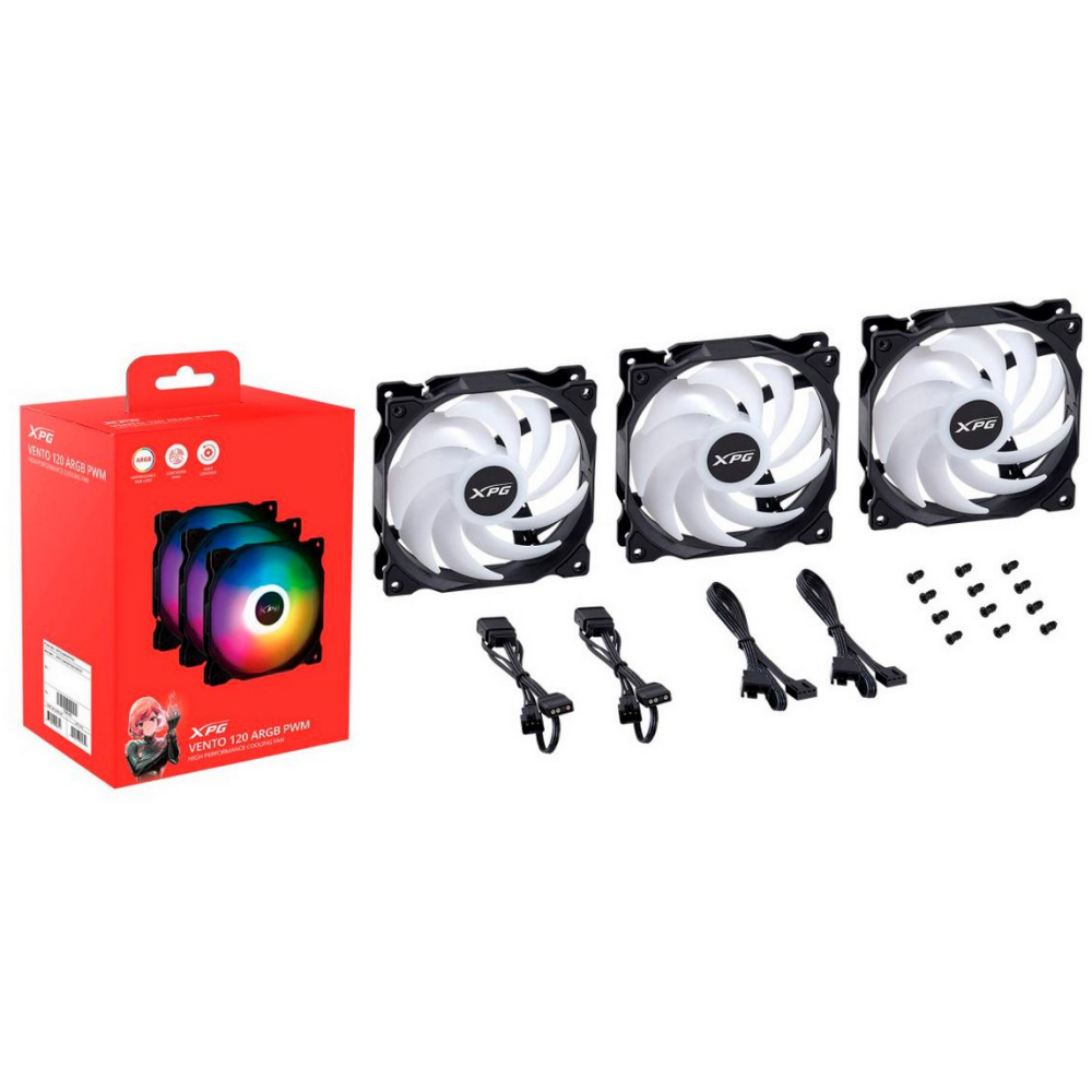Ventilateur pour boîtier ADATA XPG VENTO 120 ARGB PWM Black (3 pcs) - VENTO120ARGBPWM3C-BKCWW - photo 6