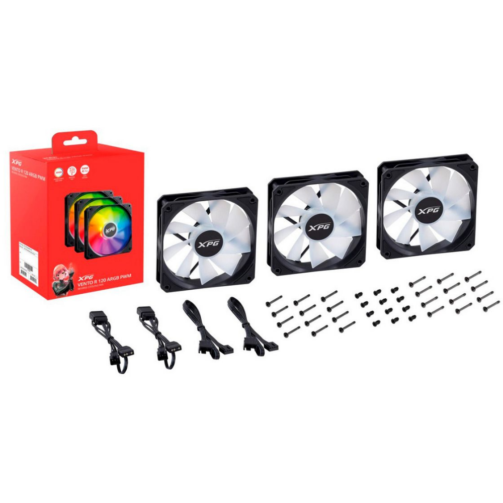Ventilateur pour boîtier ADATA XPG VENTO R 120 ARGB PWM Black (3 pcs) - VENTOR120ARGBPWM3C-BKCWW - photo 3