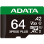 carte mémoire 64GB MicroSD ADATA SPEED PLUS + SD adapter (UD64GUI3V30A2SP-RA1)