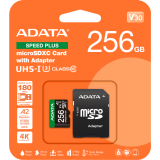 carte mémoire 256GB MicroSD ADATA SPEED PLUS + SD adapter (UD256GUI3V30A2SP-RA1)