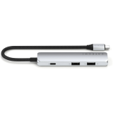 station daccueil pour ordinateur Satechi 4-in-1 USB-C Slim Multiport Adapter 4K Silver (ST-P4SS)