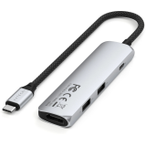 station daccueil pour ordinateur Satechi 4-in-1 USB-C Slim Multiport Adapter 4K Silver (ST-P4SS)