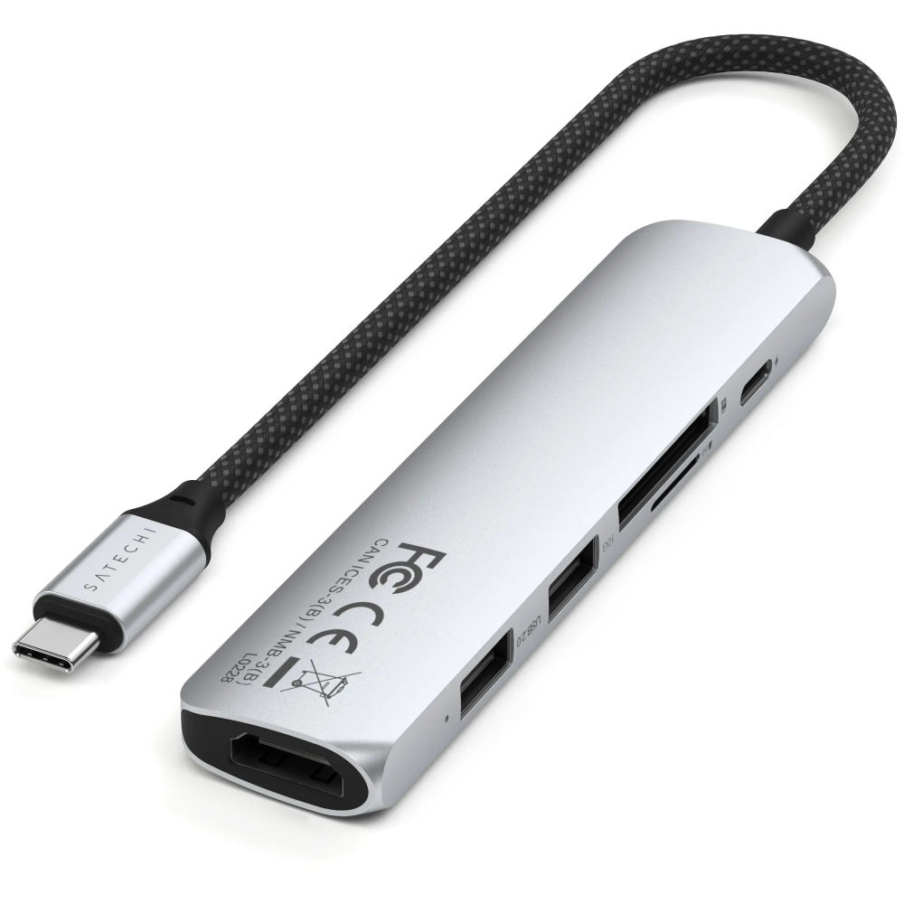 station daccueil Satechi 6-in-1 USB-C Slim Multiport Adapter Silver - ST-P6SS - photo 3