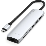 station daccueil Satechi 7-in-1 USB-C Slim Multiport Adapter with Ethernet Silver (ST-P7SS)