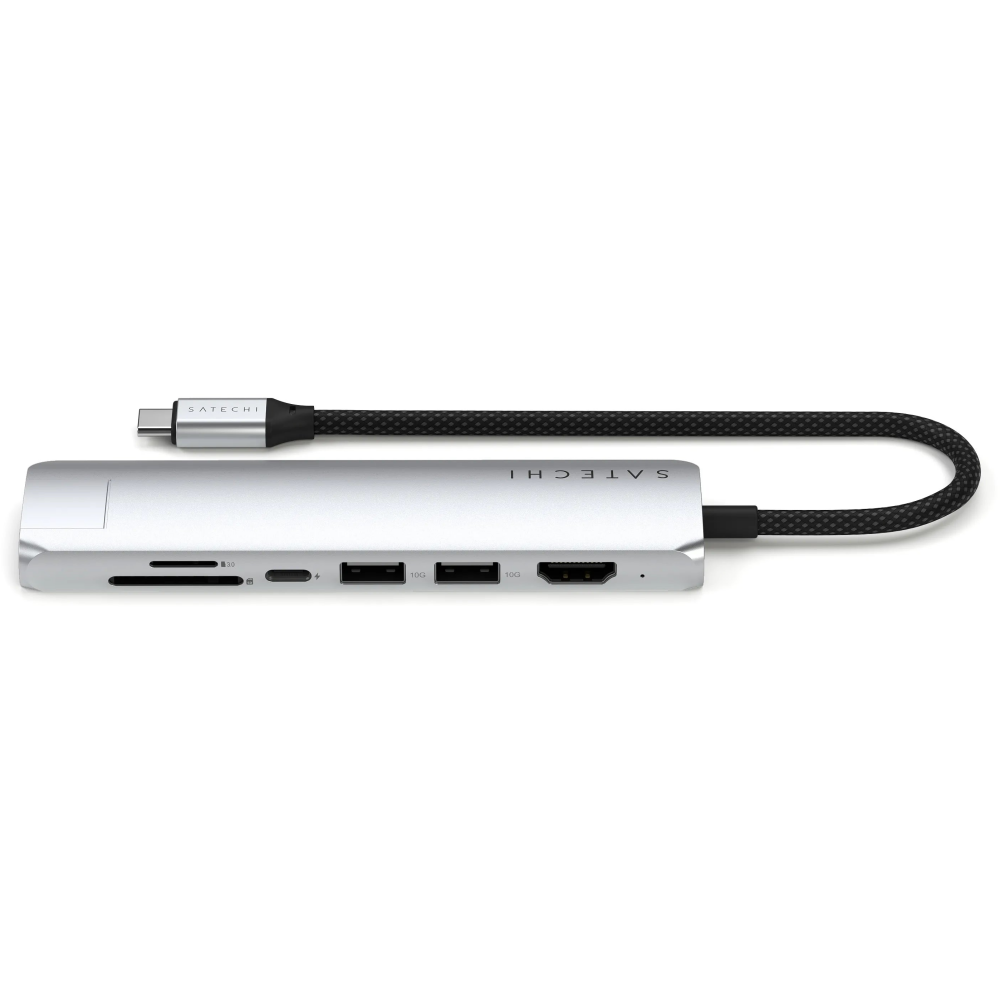 station daccueil Satechi 7-in-1 USB-C Slim Multiport Adapter with Ethernet Silver - ST-P7SS - photo 2