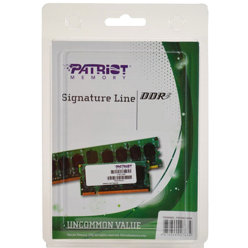 Operatīvā atmiņa 4Gb DDR-III 1600MHz Patriot SO-DIMM (PSD34G160081S) - foto 2