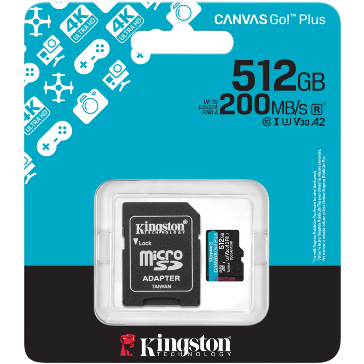 carte mémoire 512GB MicroSD Kingston Canvas Go! Plus + SD adapter (SDCG4/512GB) - photo 3