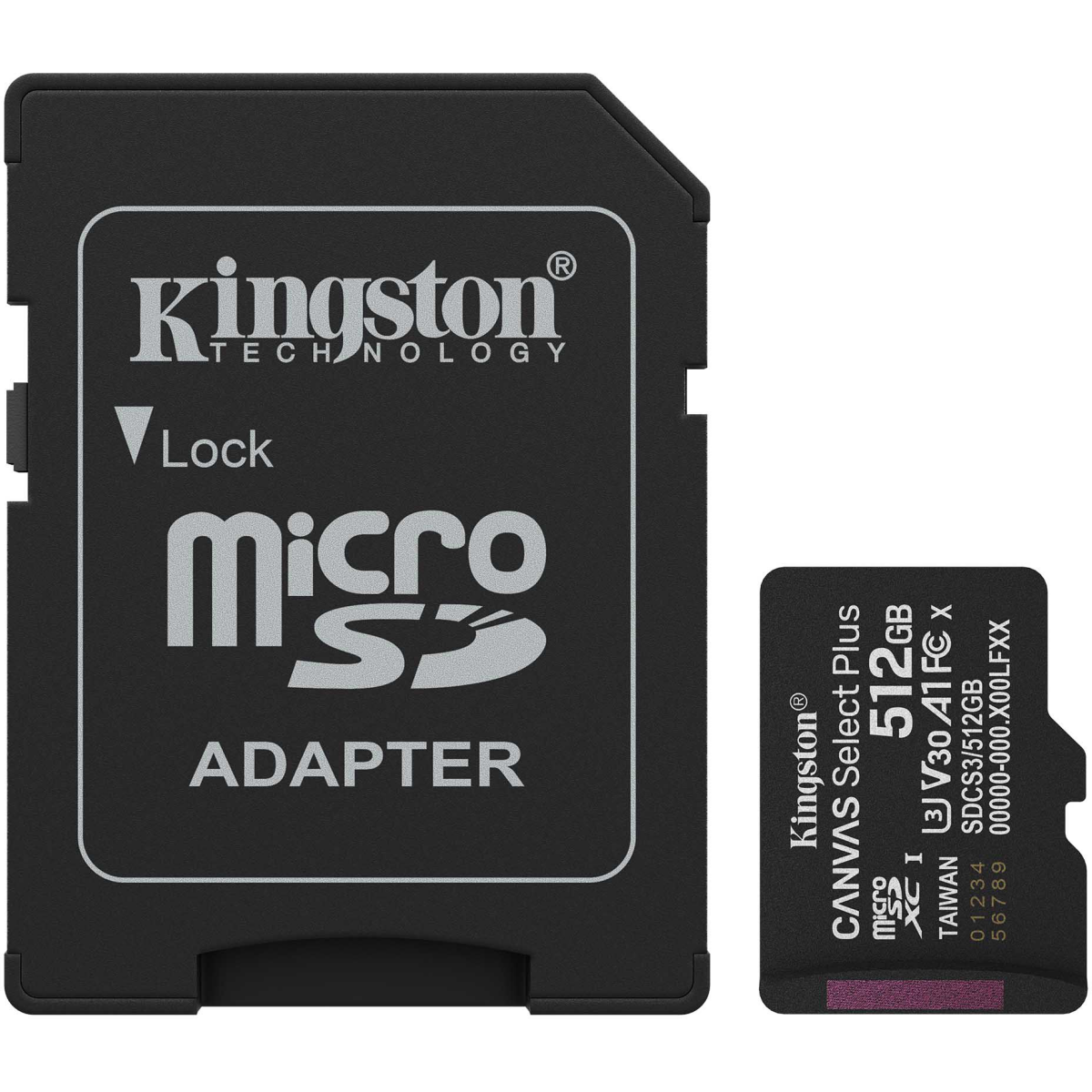 Carte mémoire 512GB MicroSD Kingston Canvas Select Plus + SD adapter (SDCS3/512GB)