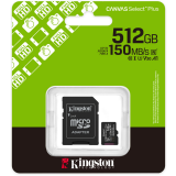Carte mémoire 512GB MicroSD Kingston Canvas Select Plus + SD adapter (SDCS3/512GB)