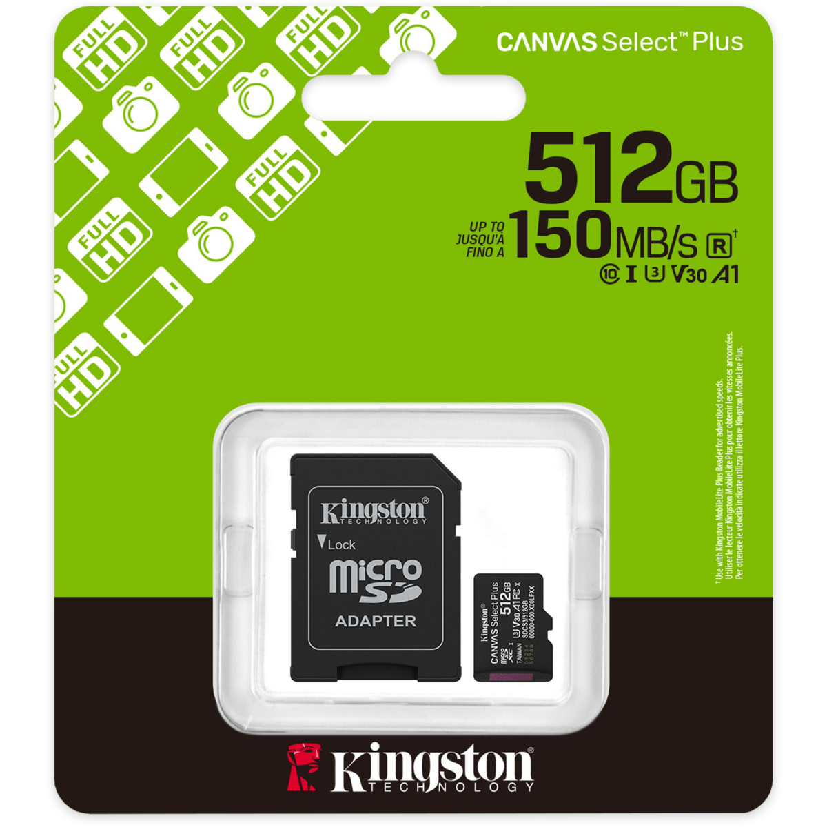 Carte mémoire 512GB MicroSD Kingston Canvas Select Plus + SD adapter (SDCS3/512GB) - photo 3