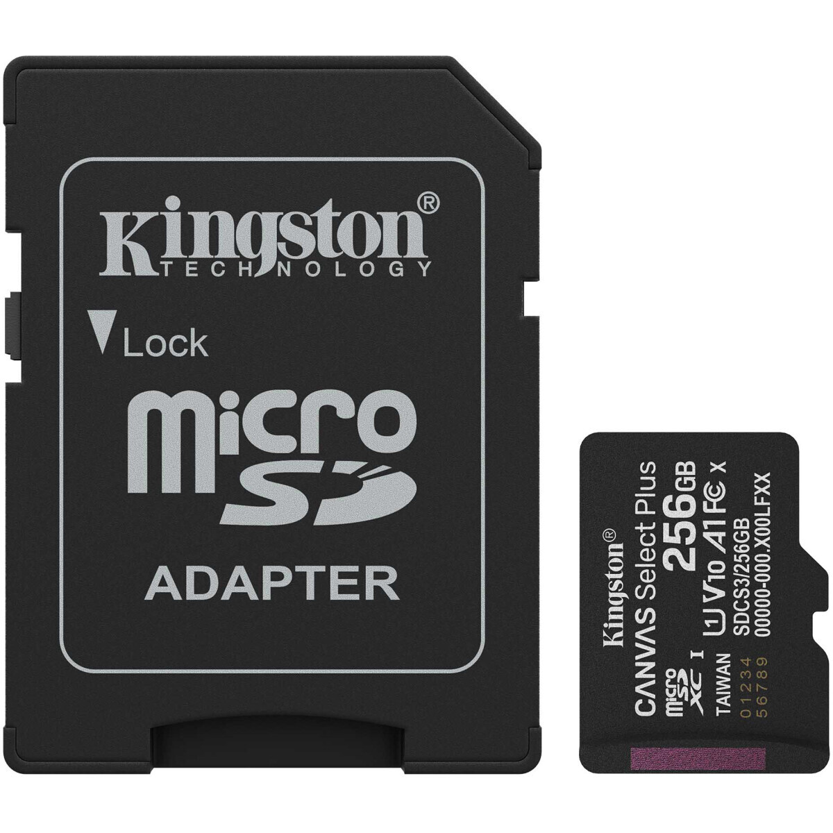 carte mémoire 256GB MicroSD Kingston Canvas Select Plus + SD adapter (SDCS3/256GB)