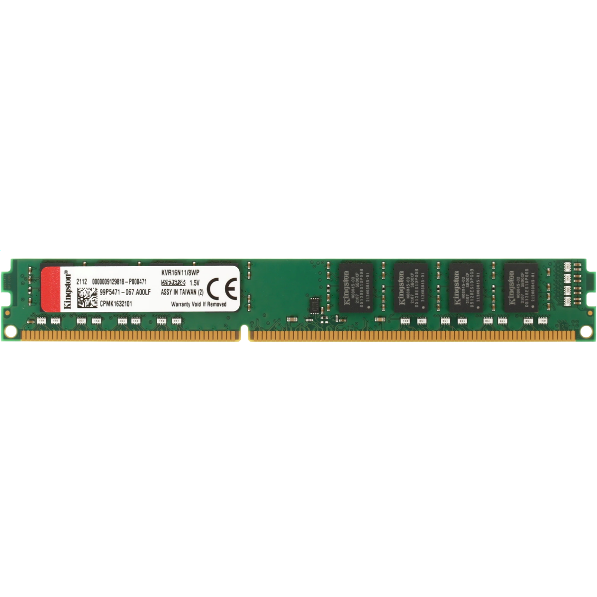 Mémoire vive 8GB DDR-III 1600MHz Kingston (KVR16N11/8)