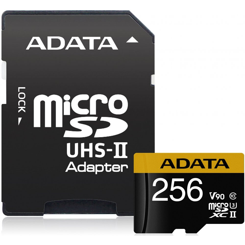 La carte mémoire 256Gb MicroSD ADATA Premier ONE + SD adapter (AUSDX256GUII3CL10-CA1)