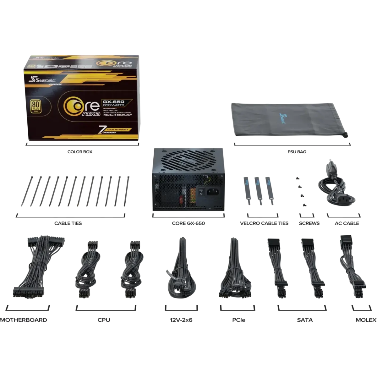 bloc dalimentation 650W Seasonic Core GX-650 ATX 3.1 Black - SRP-CGX651-A5A32SF - photo 9