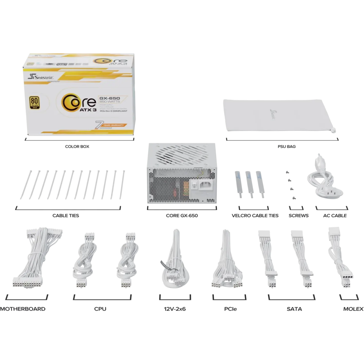 alimentation électrique 650W Seasonic Core GX-650 ATX 3.1 White - SRP-CGX651-A5A32SF-W - photo 9