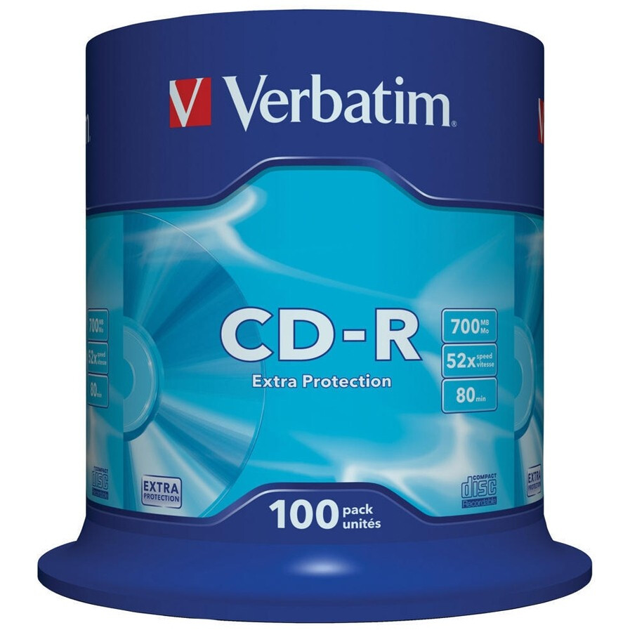 Disque CD-R Verbatim 700MB 52x Extra Protection Cake Box (100 pcs) - 43411