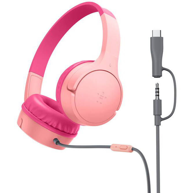 Casque Belkin SoundForm Mini Wired Pink (USB-C and 3.5mm) - AUD010hqPK