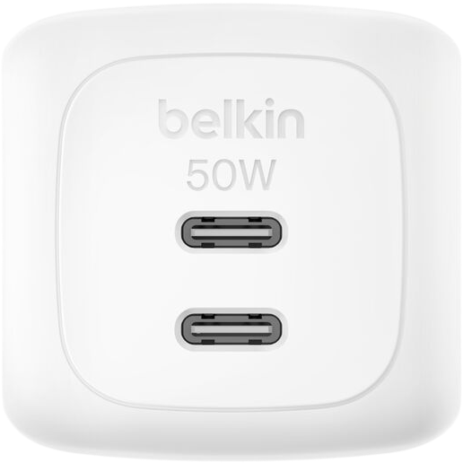 Chargeur secteur réseau Belkin BoostCharge Pro Dual USB-C GaN Wall Charger 50W White - WCH019kqWH - photo 4
