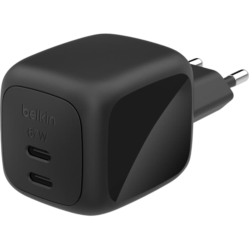 Chargeur secteur réseau Belkin BoostCharge Pro Dual USB-C GaN Wall Charger 67W Black - WCH020kqBK