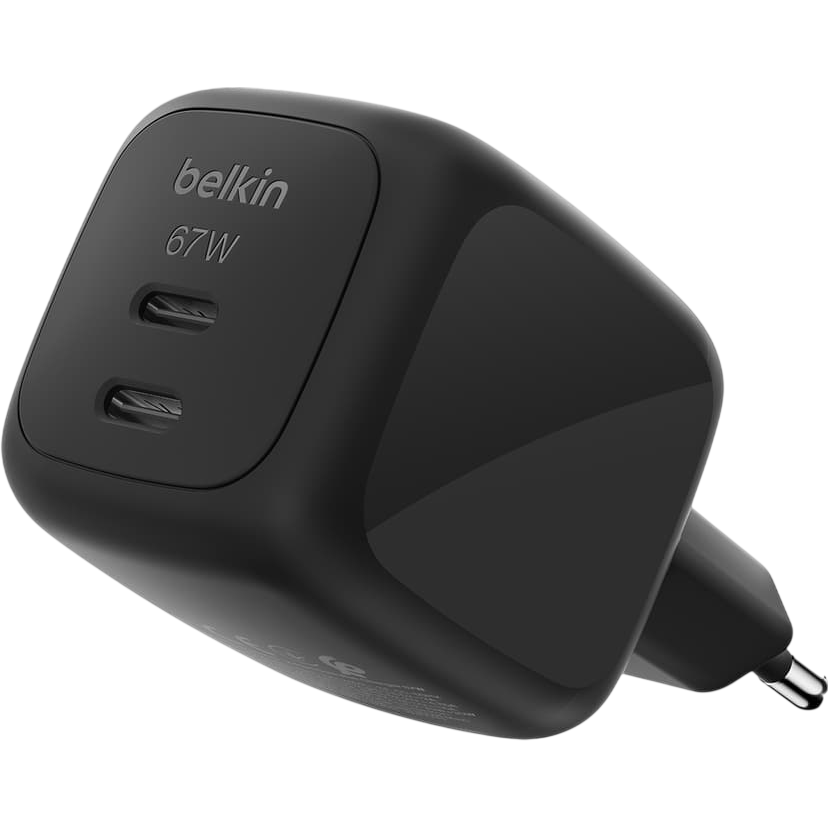 Chargeur secteur réseau Belkin BoostCharge Pro Dual USB-C GaN Wall Charger 67W Black - WCH020kqBK - photo 2