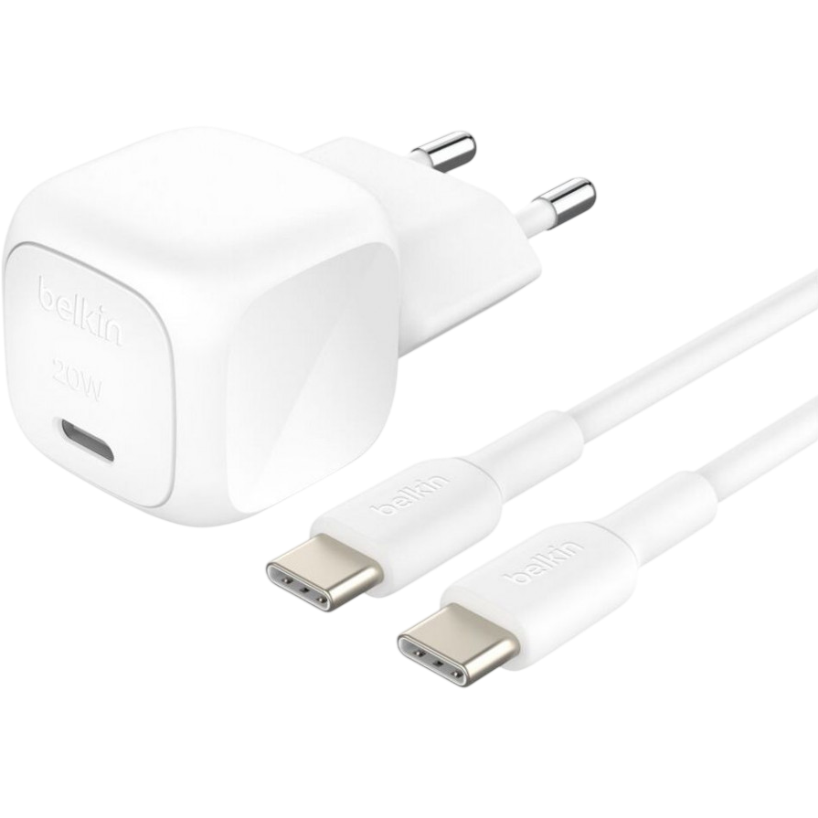 Chargeur secteur réseau Belkin BoostCharge USB-C Wall Charger 20W + USB-C Cable White - WCA009kq1MWH-B6