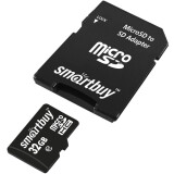Atmiņas kartes 32Gb MicroSD SmartBuy + SD adapter (SB32GBSDCL10-01LE)