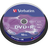 Disks DVD+R Verbatim 4.7Gb 16x Cake Box (10pcs) (43498)