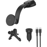 Support de téléphone pour voiture Belkin BoostCharge Magnetic Wireless Charging Car Vent and Dash Mount (WIC012hqBK)
