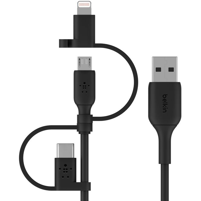 Câble USB - microUSB/USB Type-C/Lightning, 1m, Belkin CAC001bt1MBK