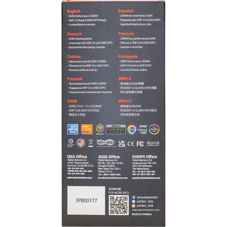 Mémoire vive 16GB DDR5 6000MHz Patriot Viper Venom (PVV516G60C30) - photo 4