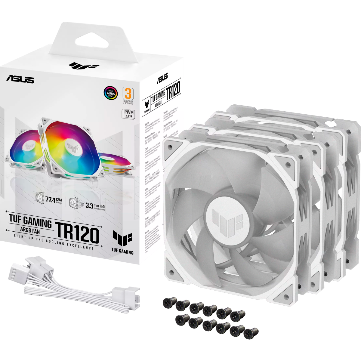Ventilateur pour boîtier ASUS TUF Gaming TR120 ARGB White (3 pcs) - 90DA0093-B09020 - photo 15