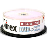 Disks DVD+RW Mirex 4.7Gb 4x Cake Box (25pcs) (202592)