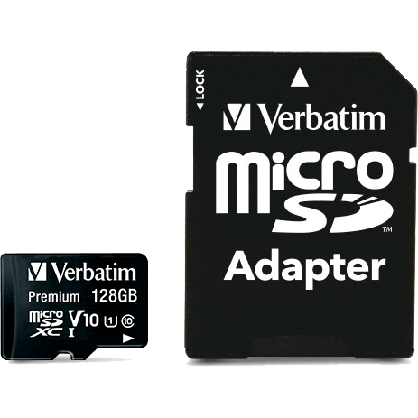 Carte mémoire 128GB MicroSD Verbatim + SD adapter (44085)