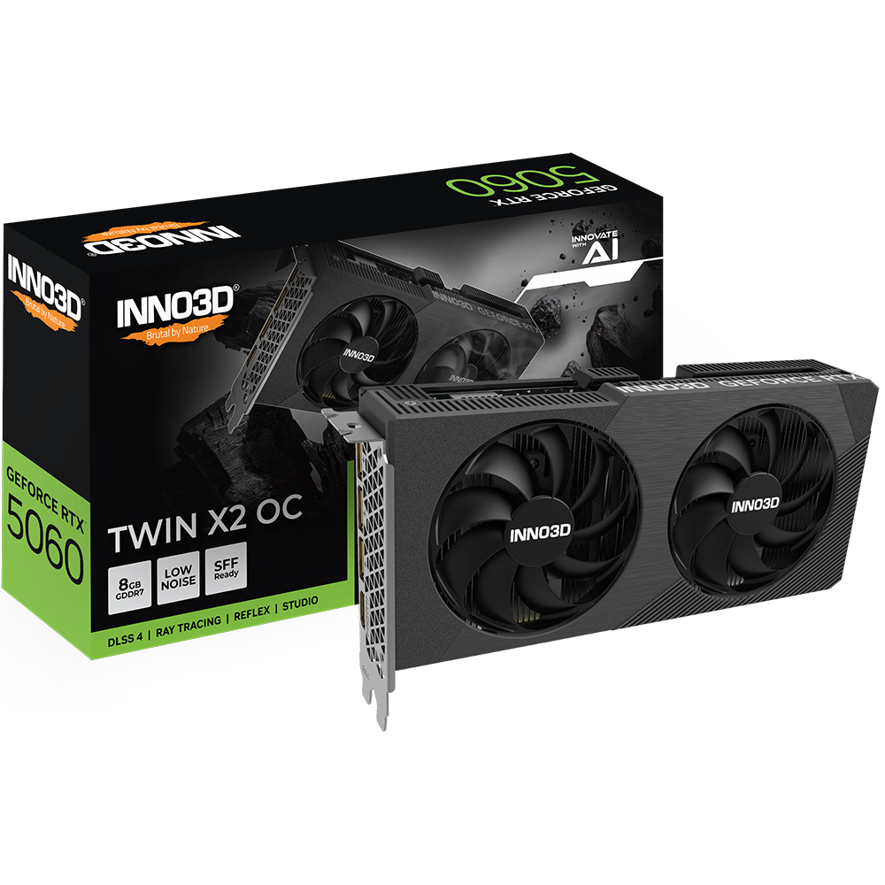 Carte graphique NVIDIA GeForce RTX 5060 INNO3D Twin X2 OC V2 8GB (N50602-08D7X-195071N) - photo 2