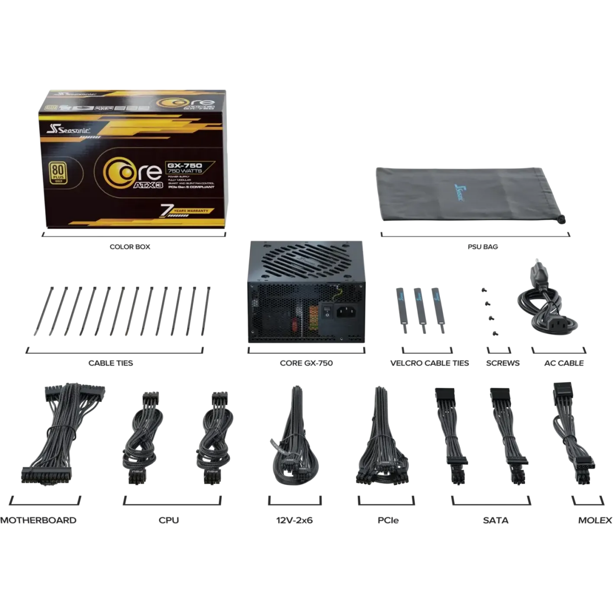 Alimentation électrique 750W Seasonic Core GX-750 ATX 3.1 Black - SRP-CGX751-A5A32SF - photo 9