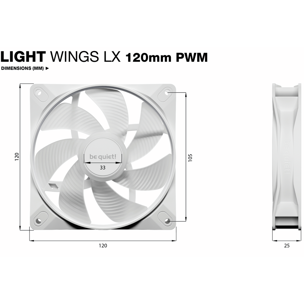 Ventilateur pour boîtier Be Quiet Light Wings LX 120mm PWM White, 3 pcs - BL122 - photo 5