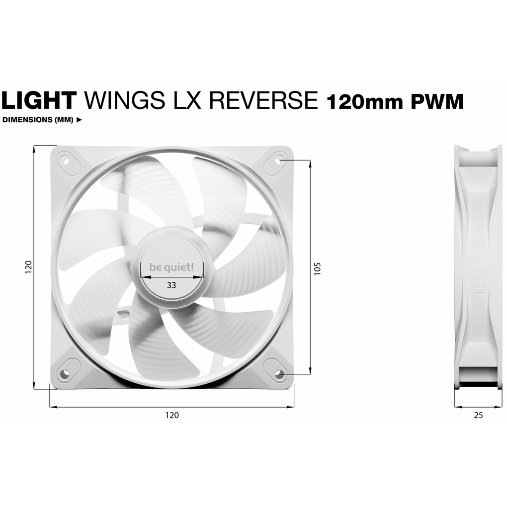 Ventilateur pour boîtier Be Quiet Light Wings LX 120mm PWM Reverse White - BL133 - photo 5