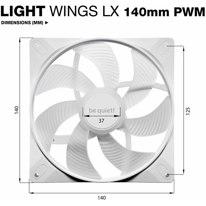 Ventilateur pour boîtier Be Quiet Light Wings LX 140mm PWM White, 3 pcs - BL128 - photo 5